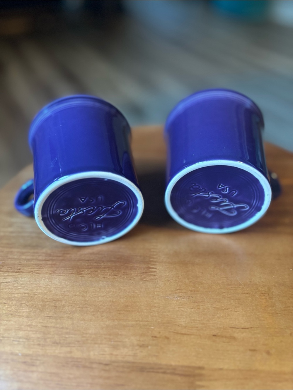 Vintage Fiesta Cobalt Blue Tom and Jerry Ceramic Mugs - Set of 2